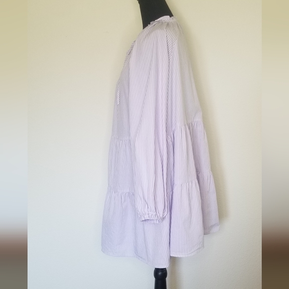 Eloquii 100% cotton tiered long sleeve dress flounce - Picture 5 of 10